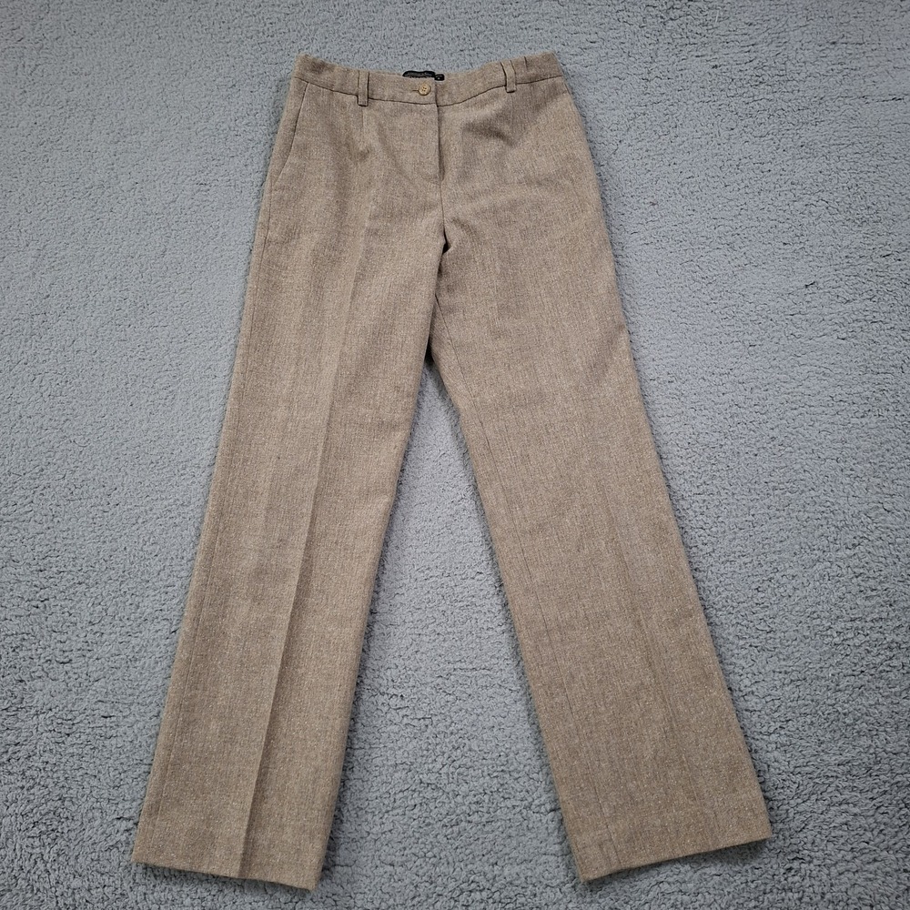 Pendleton Pants Women 6P Brown Virgin Wool Silk Tweed Preppy Office Lined